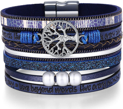 Inspirational Tree of Life Layer Leather Bracelet