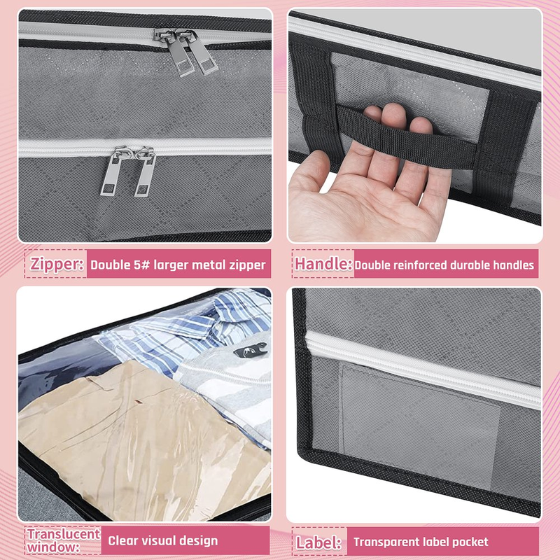 2 Pack 97L Under Bed Storage Bags with Reinforced Handles