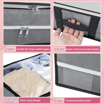 2 Pack 97L Under Bed Storage Bags with Reinforced Handles