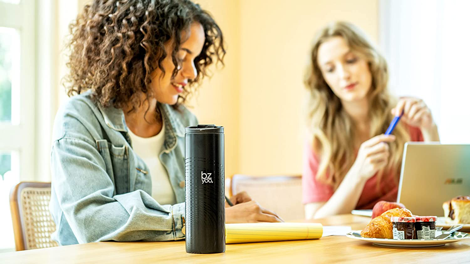 bzyoo Brew 18/8 Stainless Vacuum Drinking BPA-Free 12oz Coffee Mug Water Thermal Bottle with Leak Proof Design for Hike Camping Holiday New Year Gifts Wellness (Glitch)