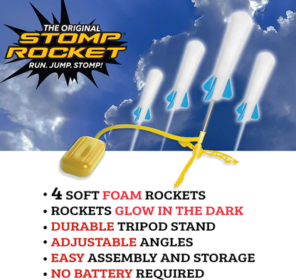 Stomp Rocket The Original Jr. Glow Rocket Refill Pack, 3 Rockets - Glows in The Dark, Outdoor Rocket Toy Gift for Boys and Girls- Ages 3 Years and Up