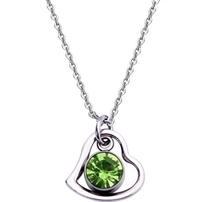 Women's Stainless Steel Birthstone Heart Necklace 
