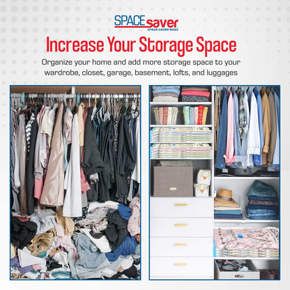 Spacesaver Premium Vacuum Storage Bags. 80% More Storage! Hand-Pump for Travel! Double-Zip Seal and Triple Seal Turbo-Valve for Max Space Saving! (Medium 6 Pack)