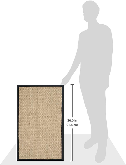 Safavieh Natural Fiber Collection NF114Q Border Basketweave Seagrass Runner, 2'6" x 6' , Dark Grey
