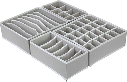 SimpleHouseware Closet Underwear Organizer Drawer Divider 4 Set, Black