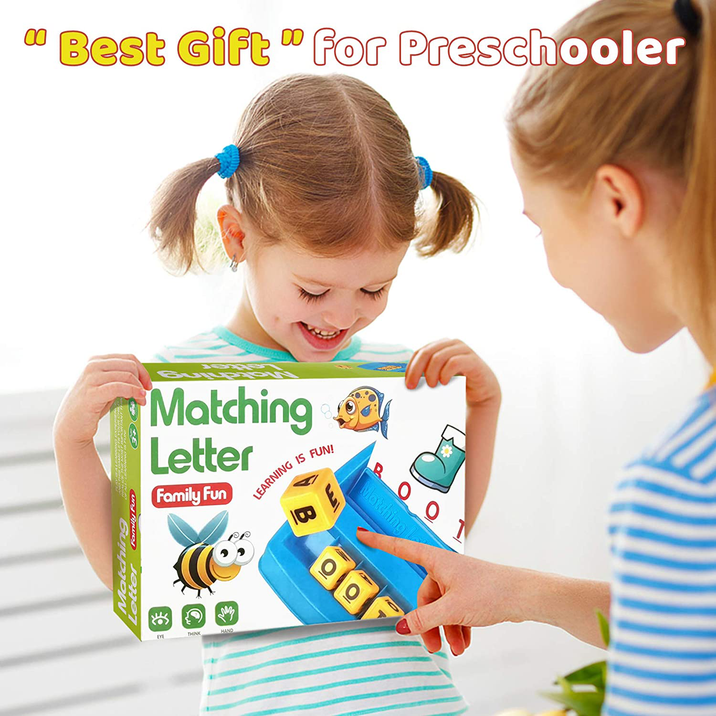 HahaGift Educational Toys for 2-5 Year Old Girl Gifts, Matching Letter Learning Games Activities, Christmas Birthday Gift for Toddler Kids Age 2 3 4 5 Year Olds Girls