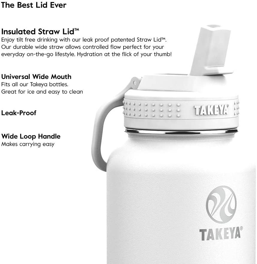 Takeya Actives Insulated Stainless Steel Water Bottle with Straw Lid, 32 oz, Blush