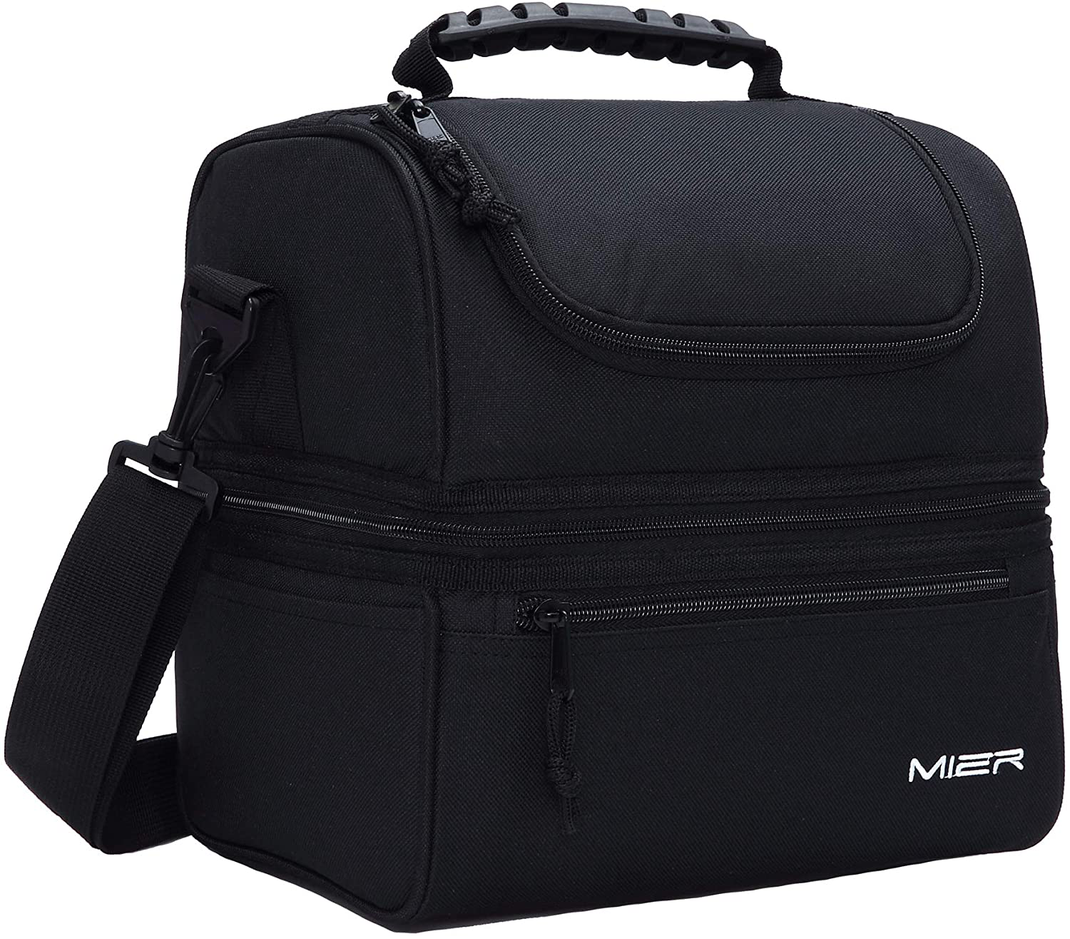 MIER Adult Lunch Box Insulated Lunch Bag Large Cooler Tote Bag for Men, Women, Double Deck Cooler (Bluesteel, Large)
