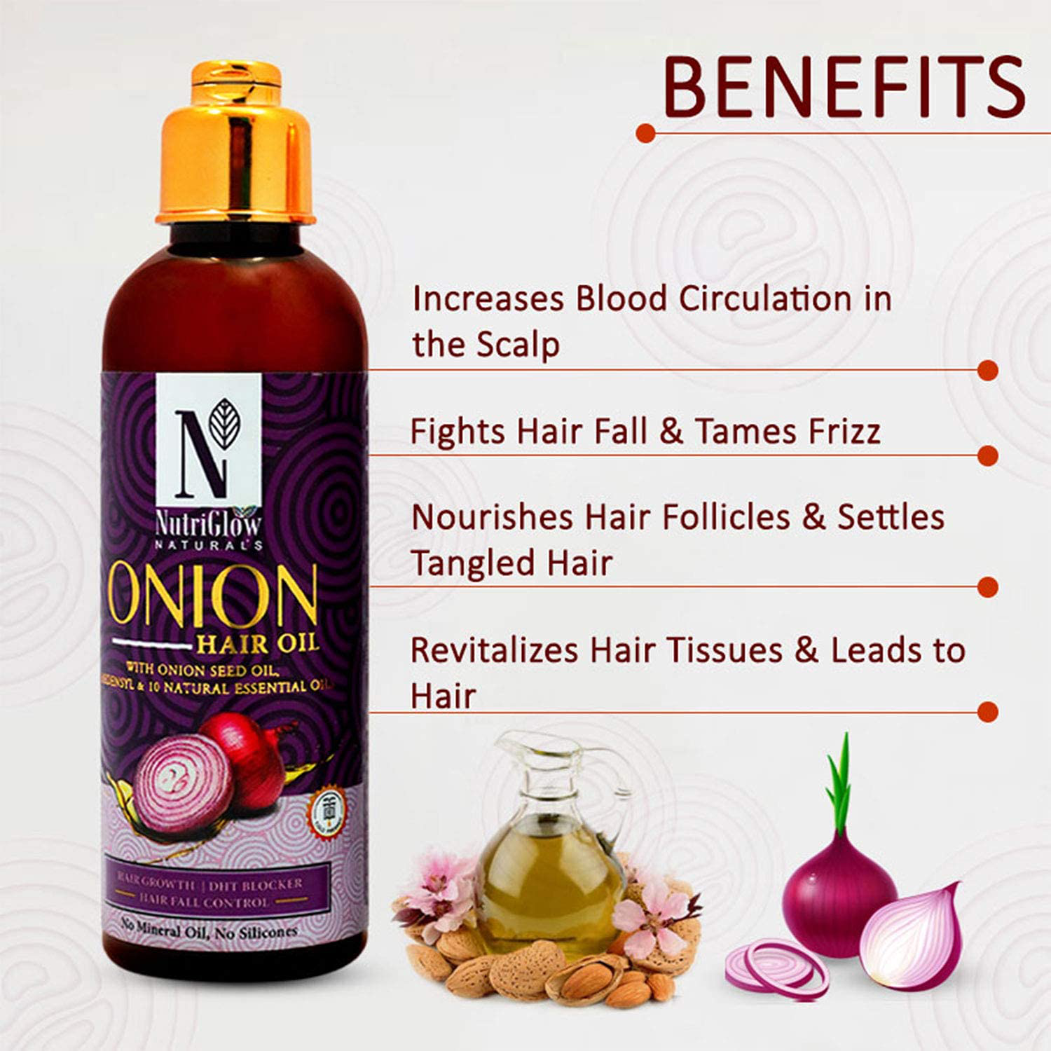 NUTRIGLOW NATURAL'S Onion Hair Mask With Jojoba Oil & Hydrolyzed Keratin For Dry & Damaged Hair, Deep Conditioning, Healthy Hydrated Hair, Reduce Hair Breakage | For Hair Growth (200 gm) 7.05 Ounce