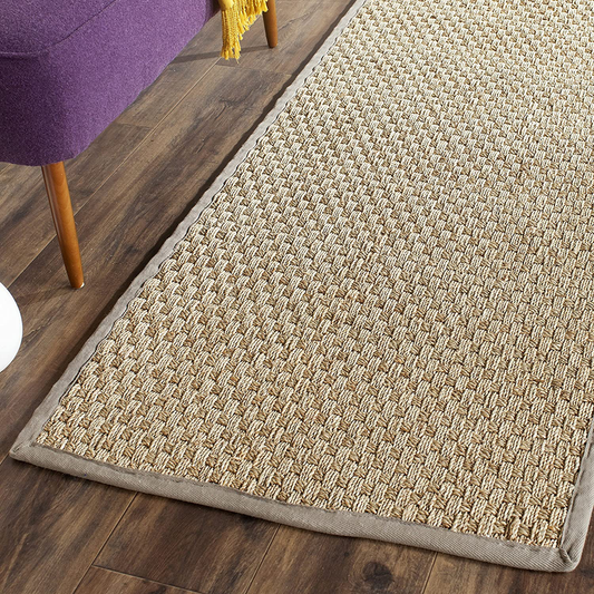 Safavieh Natural Fiber Collection NF114P Border Basketweave Seagrass Runner, 2'6" x 6' , Grey