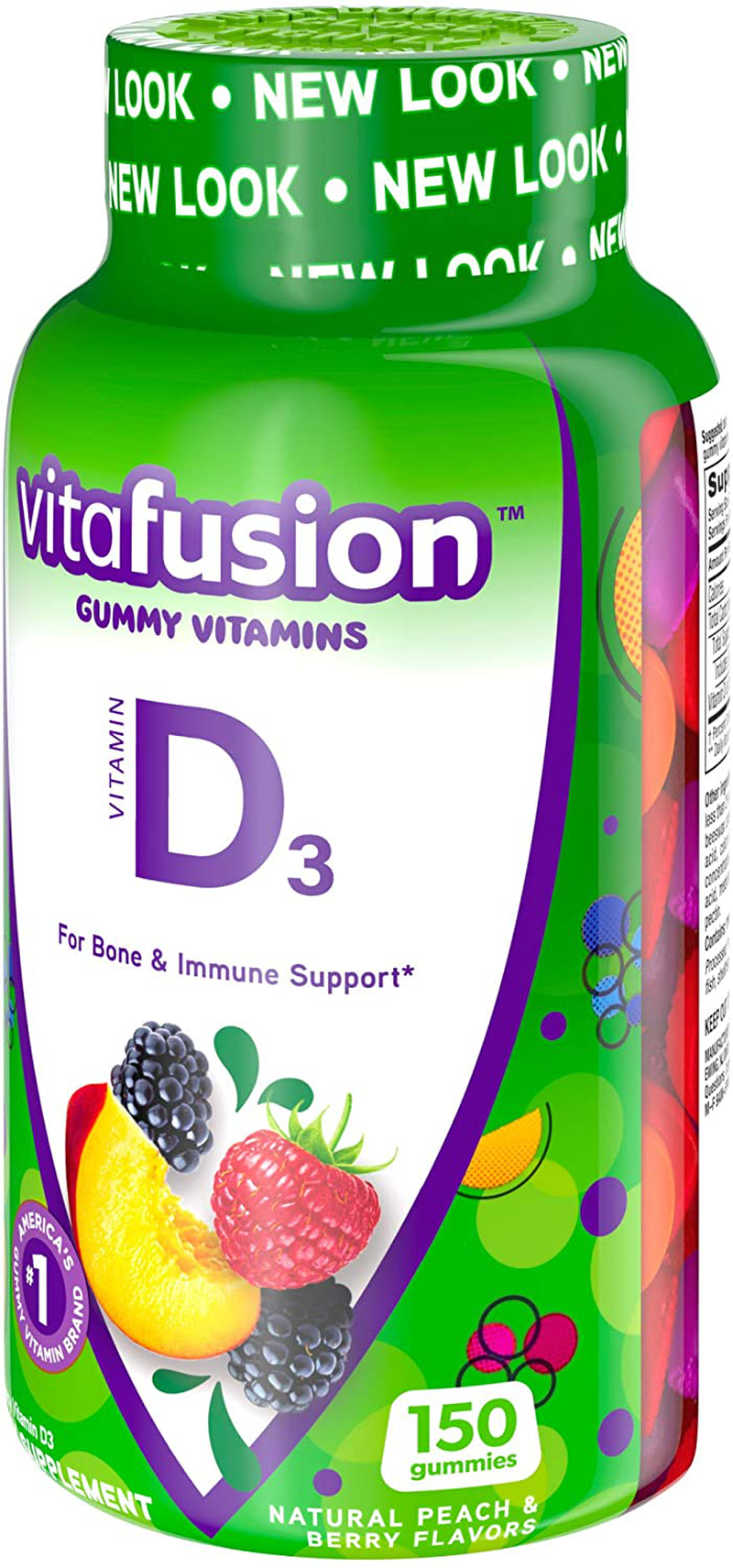 Vitafusion Vitamin D3, 50mg, Peach, Blackberry, Strawberry, 150 Count