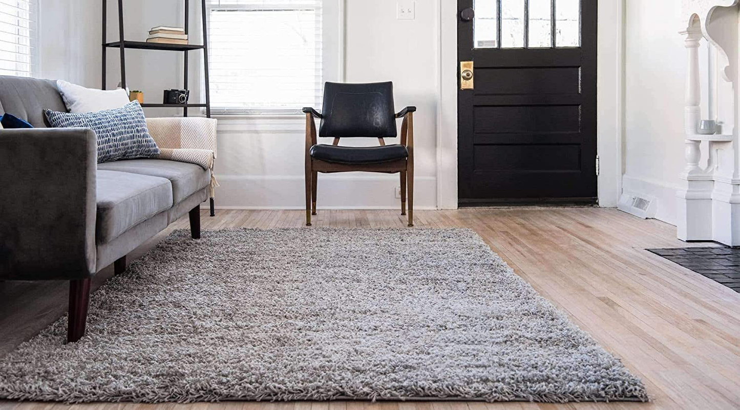 Unique Loom Solo Solid Shag Collection Area Modern Plush Rug Lush & Soft, 4' 0 x 4' 0, Cocoa