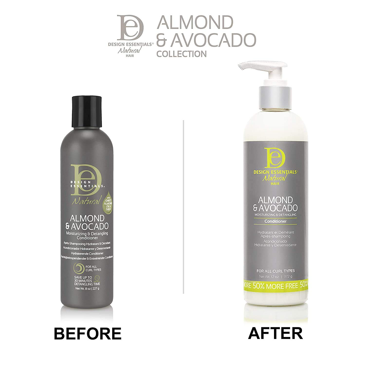 Design Essentials Moisturizing and Detangling Conditioner Almond and Avocado Collection, 8 Ounces