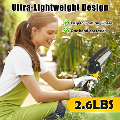 4 Inch Mini Chainsaw with 2 Batteries, Portable Cordless Tree Trimming