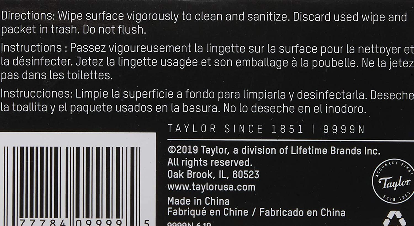 Taylor Precision Products Food Service HACCP Wipes (100-Single Wipes)