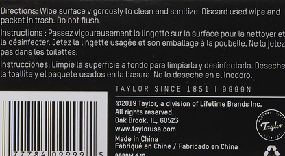 Taylor Precision Products Food Service HACCP Wipes (100-Single Wipes)