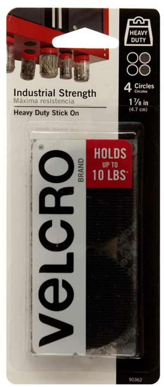 VELCRO Brand Industrial Fasteners Stick-On Adhesive | Professional Grade Heavy Duty Strength | Indoor Outdoor Use, 1 7/8in, Circles 4 Sets