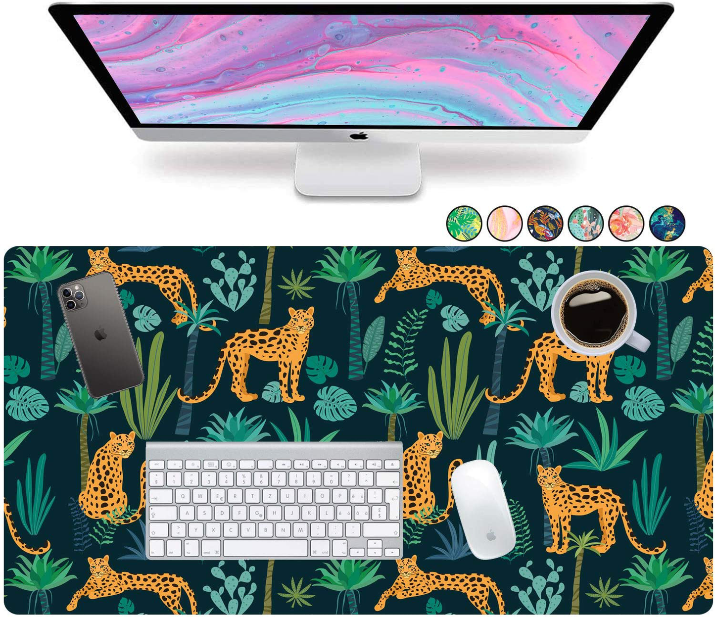 French Koko Large Mouse Pad, Desk Mat, Keyboard Pad, Desktop Home Office School Essentials College Cute Decor Big Extended Laptop Protector Computer Accessories Pretty Mousepad Women Girls XL