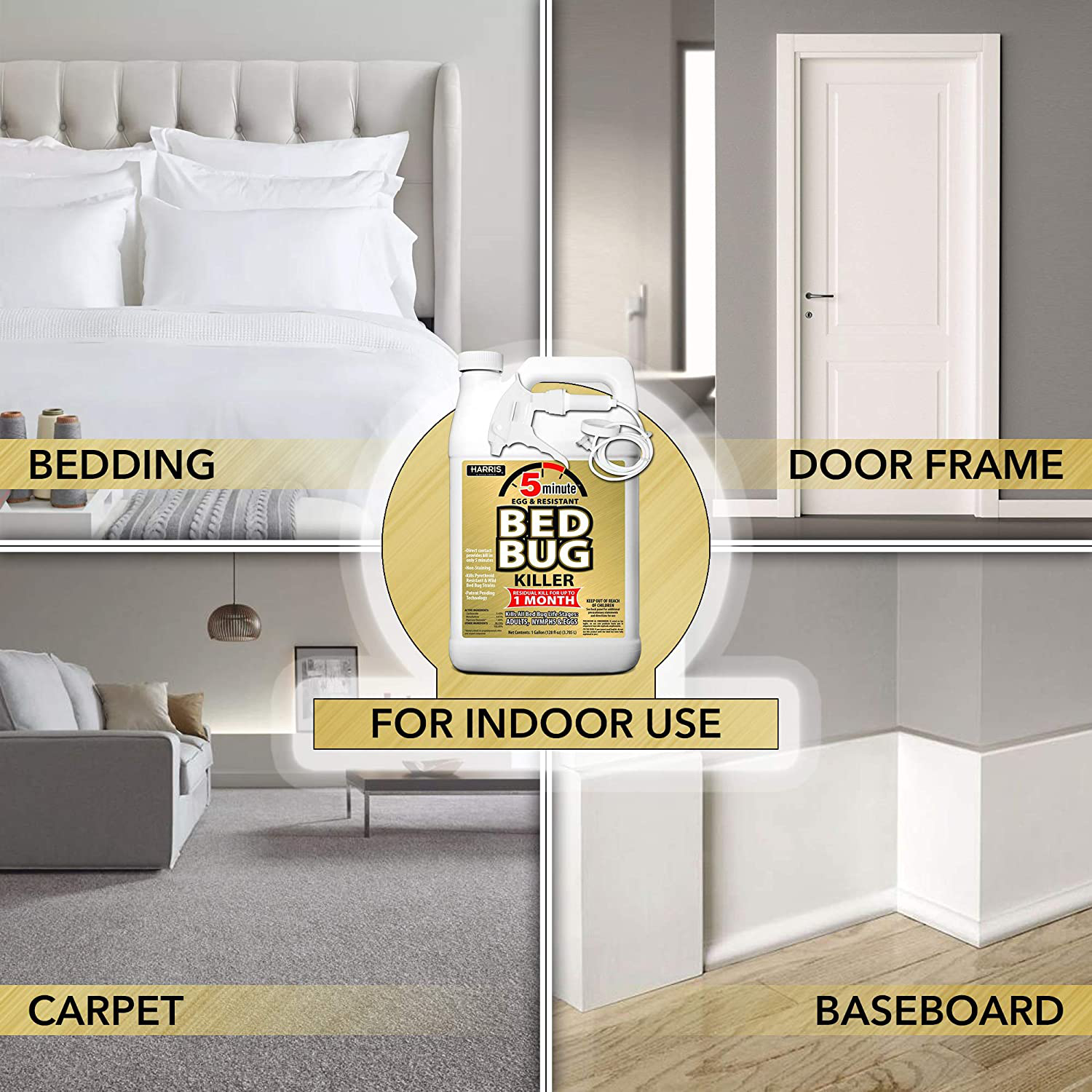 HARRIS 5 Minute Bed Bug Killer, Odorless and Non Staining Formula (32oz)
