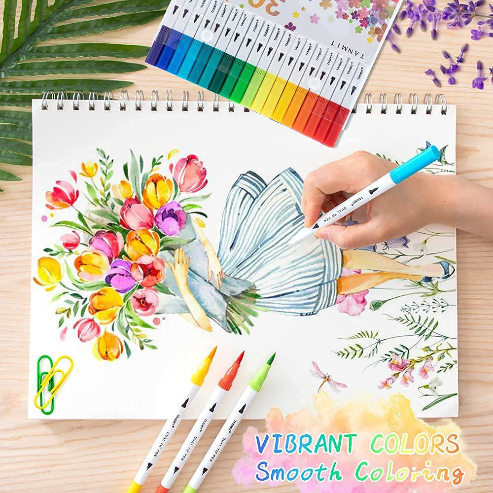 36 Piece Fine Tip Dual Brush Marker Pen Set