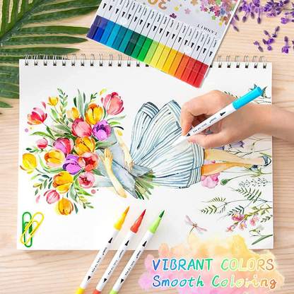 36 Piece Fine Tip Dual Brush Marker Pen Set