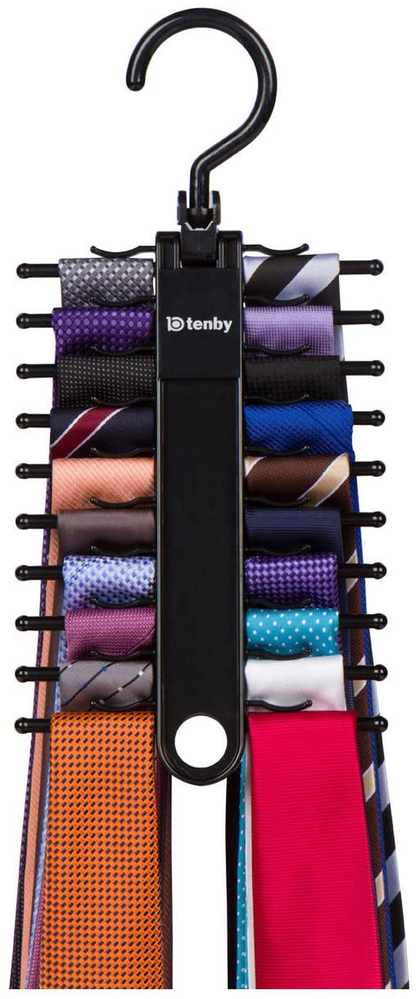 Tenby Living 2-Pack Black Tie Rack, Organizer, Hanger, Holder - Affordable Ti.