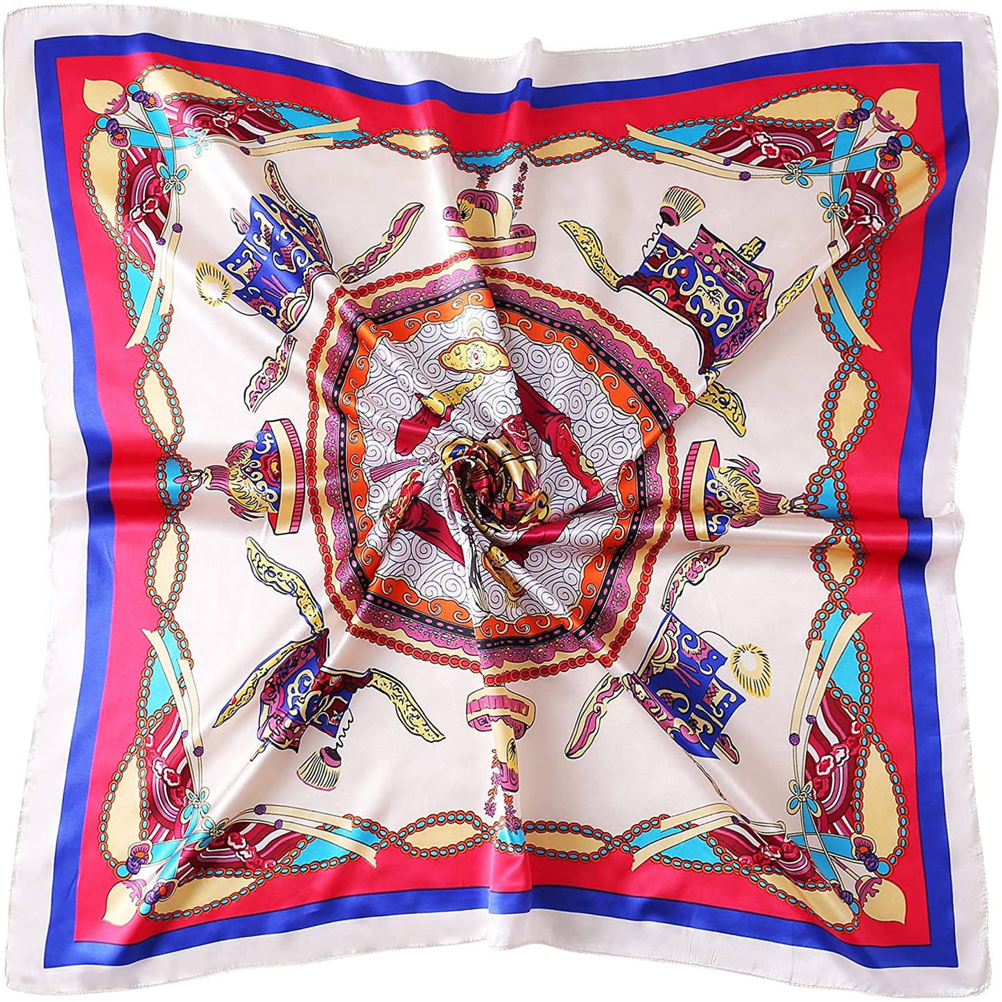 35" Square Silk Like Head Scarf - Women's Fashion Silk Feeling Scarf