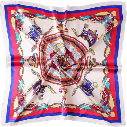 35" Square Silk Like Head Scarf - Women's Fashion Silk Feeling Scarf