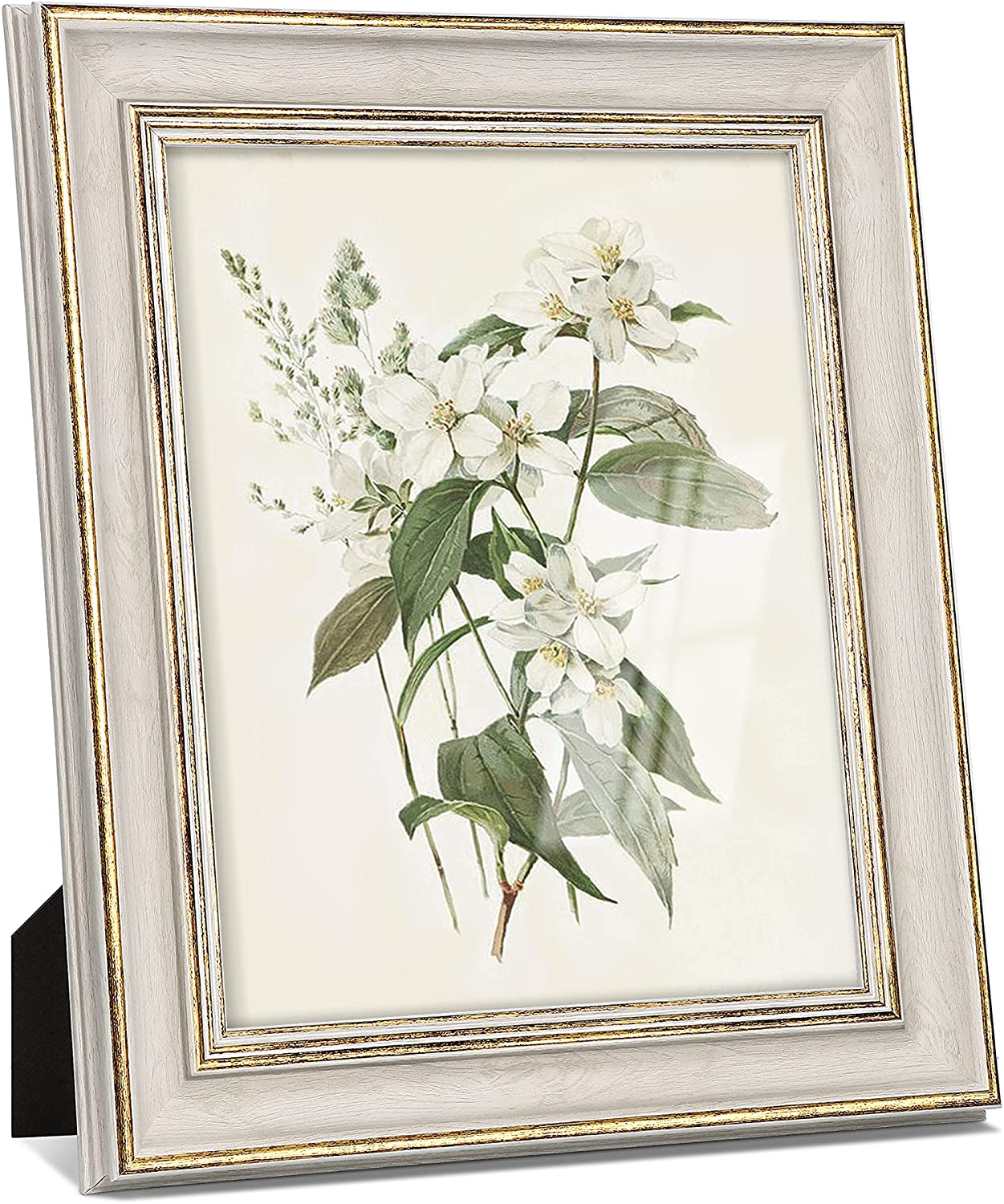 Sonefreiy Picture Frame 8x10 White Gold Vintage Antique Retro Photo Frame Desk and Wall Hanging Family Friends Wedding Gift