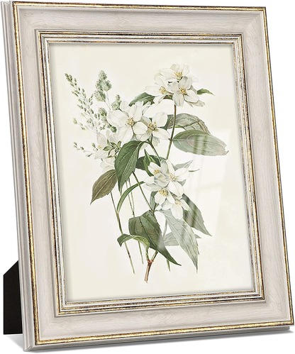 Sonefreiy Picture Frame 8x10 White Gold Vintage Antique Retro Photo Frame Desk and Wall Hanging Family Friends Wedding Gift