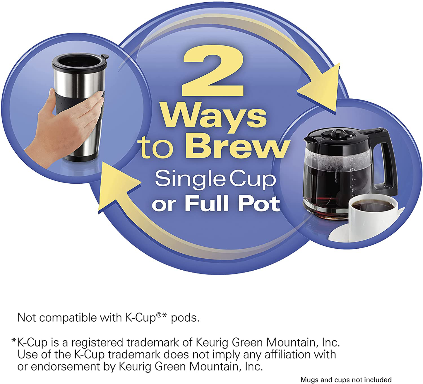 Hamilton Beach 2-Way Brewer Coffee Maker, Single-Serve and 12-Cup Pot, Stainless Steel (49980A), Carafe