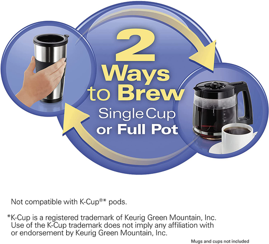 Hamilton Beach 2-Way Brewer Coffee Maker, Single-Serve and 12-Cup Pot, Stainless Steel (49980A), Carafe