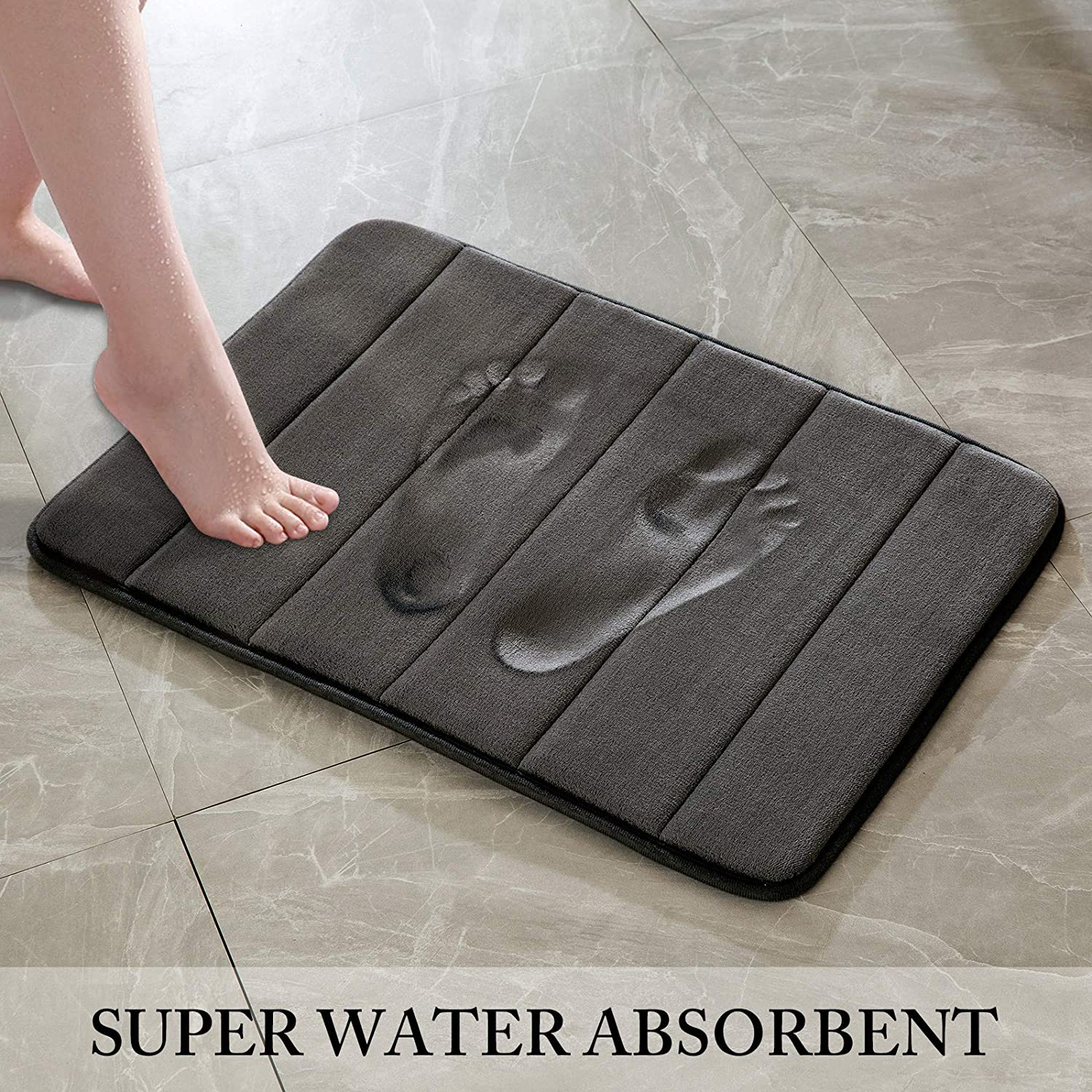 Memory Foam Bath Mat Rug, Non Slip Soft Bathroom Rug Thick Extra Absorbent 