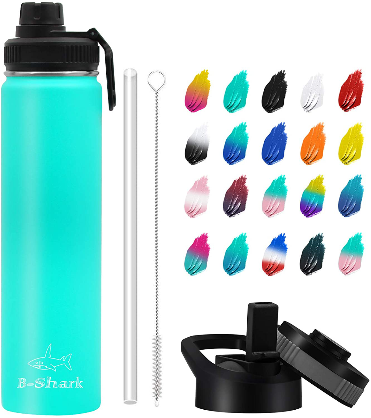 Water Bottle - 24/32/40 oz Water Bottle with Straw, Double Wall Vacuum Stainless Steel Water Bottle with 3 Option Lid Keeps Hot or Cold, Leak Proof Sports Water Bottle for Camping Travel, Office and Outdoor