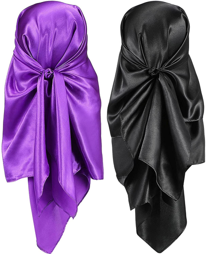 2 Pieces 35 Inch Silk Head Scarf Sleeping Hair Wrapping Night Satin Scarf