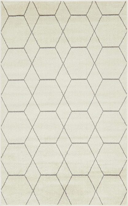 Unique Loom Trellis Frieze Collection Lattice Moroccan Geometric Modern Area Rug, 5 x 8 Feet, Ivory/Gray