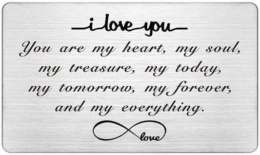 Engraved Wallet Insert Card, I Love You Forever, Anniversary Card Gifts, Soulmate Gifts for Him Her, Gifts for Boyfriend Husband, Valentine's Gifts for Men, Christmas Presents