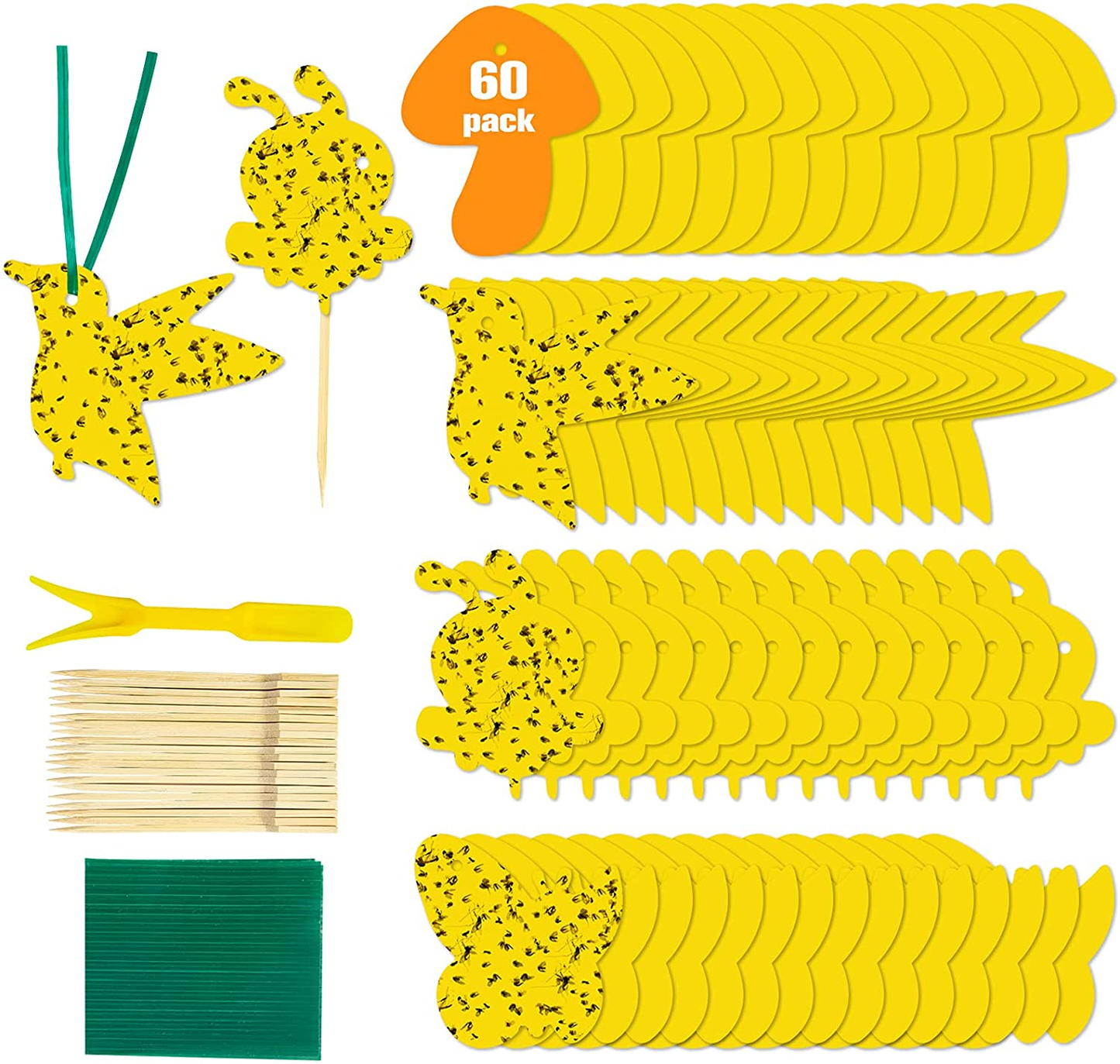 Multi Pack Yellow Fruit Fly Trap, 5 x 3 Inches Sticky Fungus Gnat Killer for Flying Plant Insect, Fungus Gnats, Whiteflies