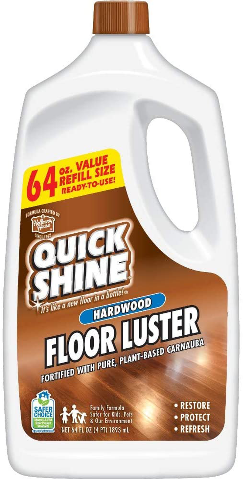 Quick Shine High Traffic Luster, 4 Bottles, Fortified with Natural Carnauba Restores The Color and Beauty to Hardwood Floors, 4 Count