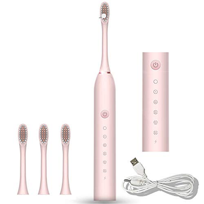 Rechargeable Sonic Electric Toothbrush - 6 Optional Modes IPX7 USB Fast Charging with 2 min Build in Timer & 4 Replacement Brush Heads