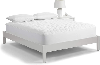 Serta Perfect Sleeper Basic Comfort Mattress Pad, Air Dry Moisture Wicking, Microfiber Fill, Scotchgard Stain Release, Antimicrobial Odor Protection, Cooling, Queen, White