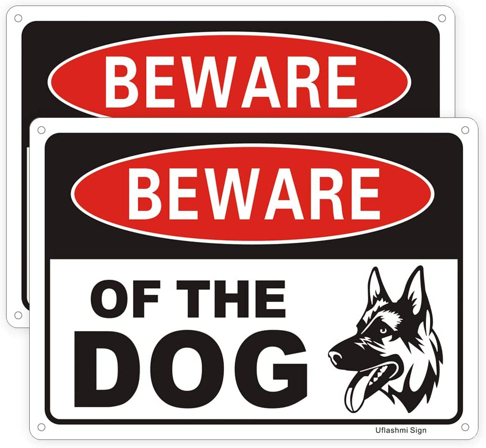 Beware of Dog Sign No Trespassing Signs for Fence Yard, Funny Dog Warning Sign