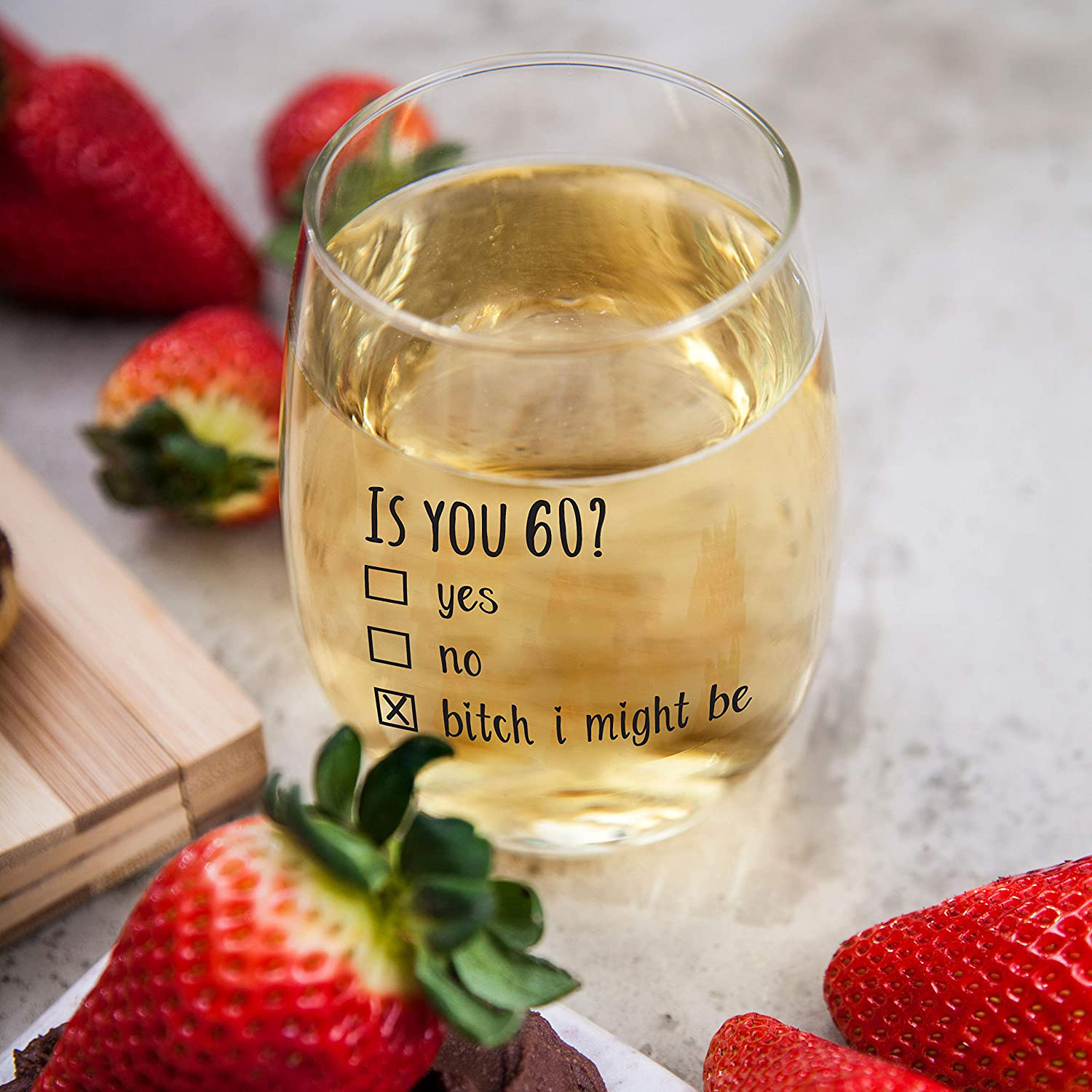 60th Birthday Gifts for Women and Men Wine Glass - Funny Is You 60 Gift Idea for Mom Dad Husband Wife – 60 Year Old Party Supplies Decorations for Him, Her - 15oz