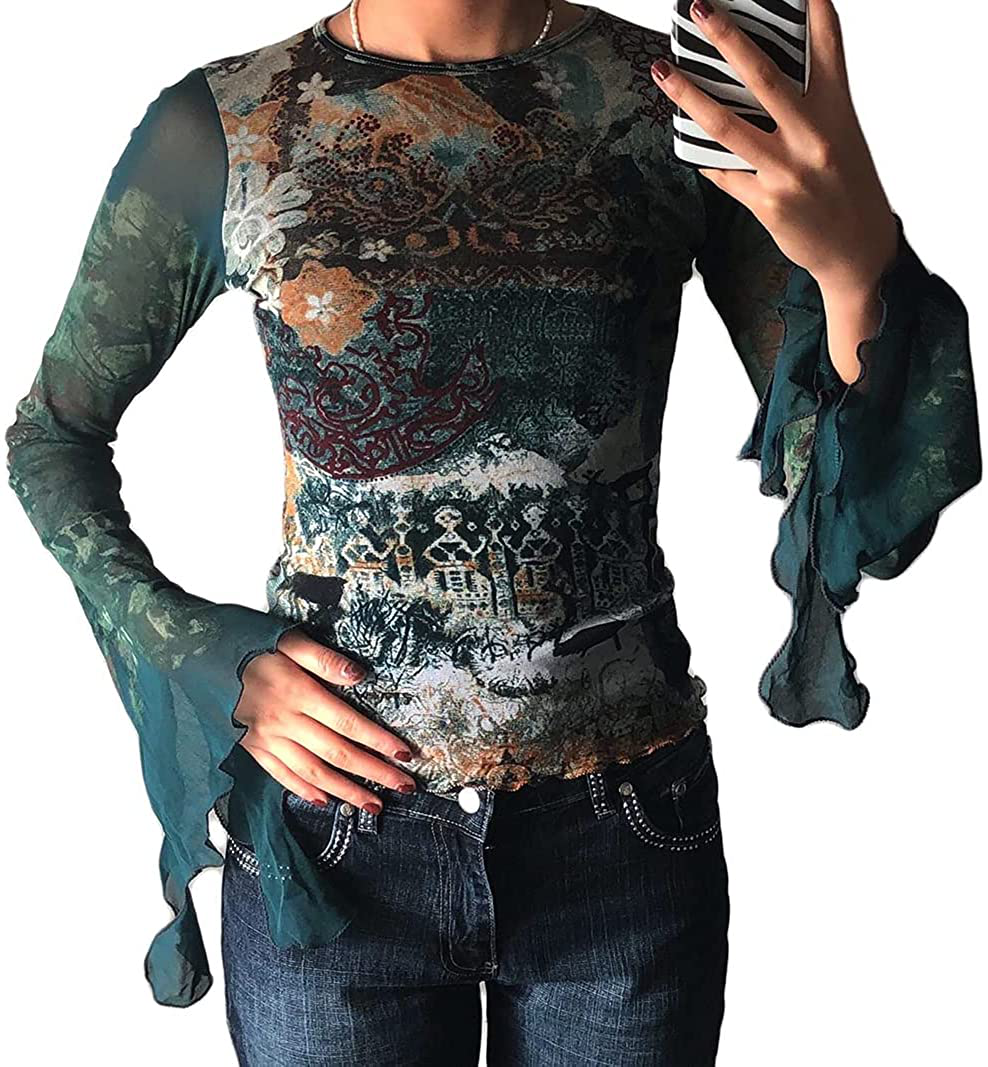 Women's Graphic Print Crop Top Vintage Punk Portrait Shirts Summer Slim Short Sleeve T Shirt Tops Y2k Fashion Clothes