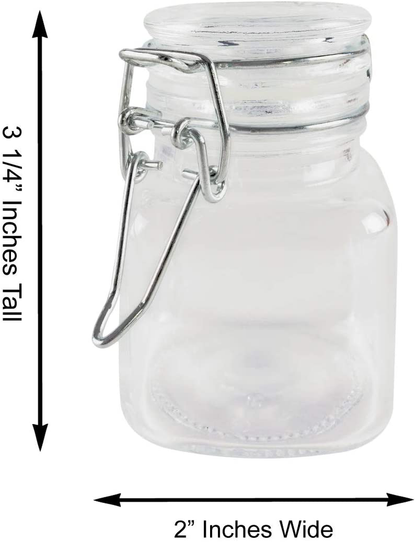 3 1/4" Square Glass 3oz Jar with Hinge Glass Lid for Home Kitchen, Arts & Crafts Projects, Decoration, Snack Foods and Sauces (4 Pack) by Super Z Outlet