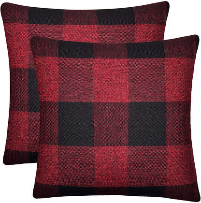 Set of 2 Lumbar Throw Pillow Covers Farmhouse Classic Retro Checkers Plaids Cotton Linen Decorative Square Pillowcase Cushion Cover for Sofa Bedroom Car