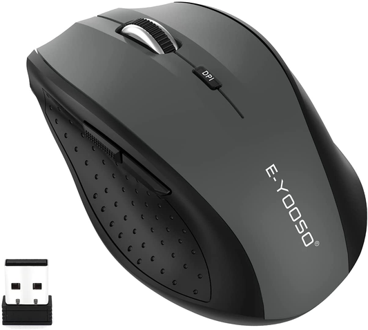 Wireless Mouse, E-YOOSO Computer Mouse 5 Adjustable DPI 6 Buttons Cordless Mouse Wireless Optical Mice with USB Nano Receiver, 2.4G Portable Ergonomic Wireless Mouse for Laptop/Windows/Mac/Office PC