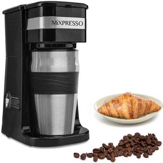 Mixpresso 2-In-1 Single Cup Coffee Maker & 14oz Travel Mug