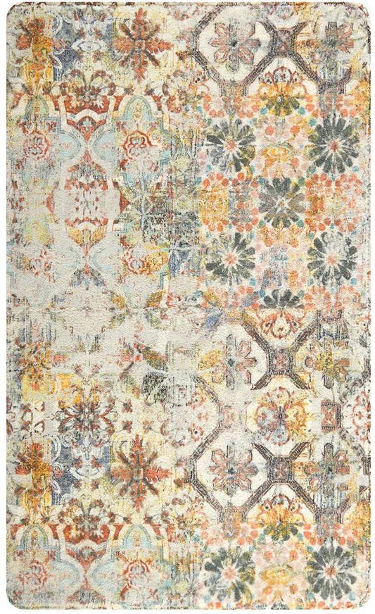 Lahome Floral Medallion Collection Area Rug - 4’ X 6’ Non-Slip Distressed Bohemian Vintage Traditional Area Rug Accent Throw Rugs Floor Carpet for Living Room Bedrooms Decor (4' x 6', Multicolor)
