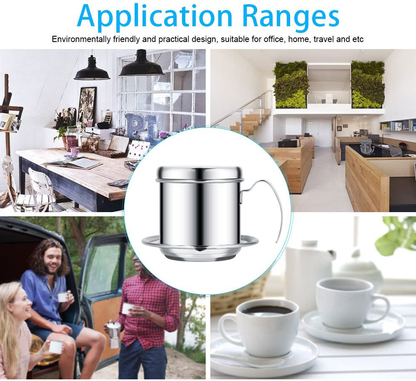 Stainless Steel Drip Coffee Filter Maker Vietnamese Style Drip Coffee Pot Infuser Ideal for on the Go/home (Gold)
